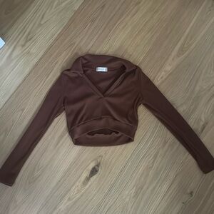 Altr'd State Brown Cropped Longsleeve